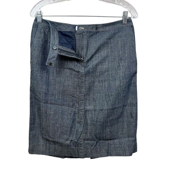 Calvin Klein Womens Denim Pencil Skirt Flat Front Slash Pockets Zip Up Blue Sz 2 - Picture 3 of 6
